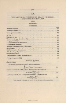 Propagation of Motion in Elastic Medium-Discrete Molecules. (1839)