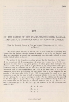 On the porism of the in-and-circumscribed polygon, and the (2, 2) correspondence of points on a conic