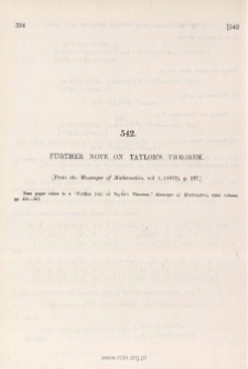 Further note on Taylor's theorem