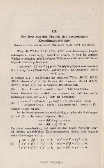 Ein Satz aus der Theorie der dreiachsigen Koordinatensysteme