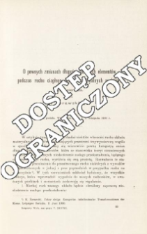 O pewnych zmianach długości liniowych element&oacute;w podczas ruchu ciągłego układu materyalnych punkt&oacute;w. Część 1-sza