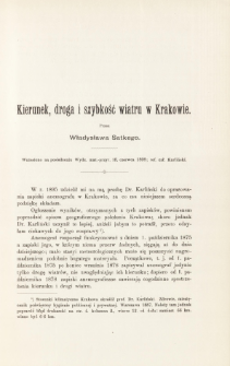 Kierunek, droga i szybkość wiatru w Krakowie.