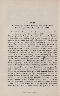 Vorwort zur dritten Auflage von Dirichlets Vorlesungen über Zahlentheorie. 1879