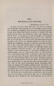 Aus Briefen an R. Lipschitz