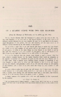 On a quartic curve with two odd branches