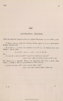 Algebraical theorem