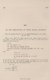 On the derivatives of three binary quantics