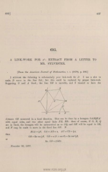 A link-work x2: extract from a letter to Mr. Sylvester