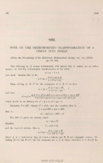 Note on the orthomorphic transformation of a circle into itself