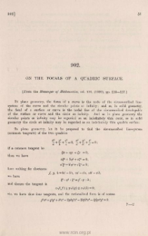 On the focals of a quadric surface