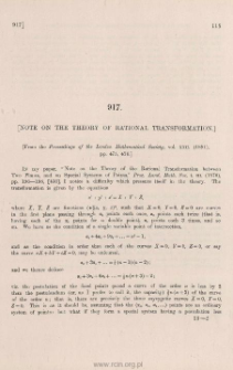 [Note on the theory of rational transformation]