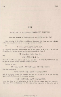 Note on a hyperdeterminant identity