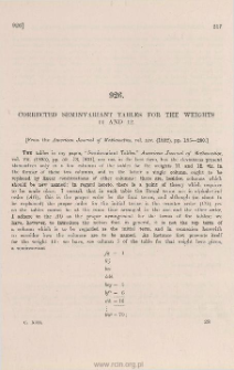 Corrected seminvariant tables for the weights 11 and 12