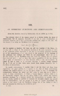 On symmetric functions and seminvariants