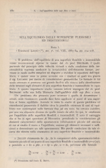 Sull'equilibrio delle superfici ed inestendibili. Nota I