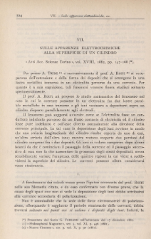 Sulle apparenze elettrochimiche alla superficie di un cilindro