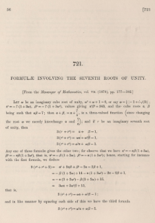 Formulae involving the sevents roots of unity