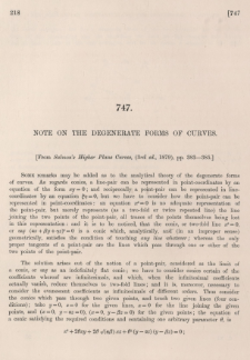 Note on the degenerate forms of curves