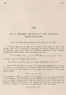 On a theorem relating to the multiple theta-functions