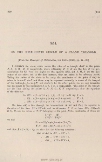 On the nine-points circle of a plane triangle