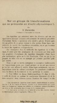 Sur un groupe de transformations qui se pr&eacute;sente en &eacute;lectrodynamique