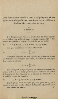 Les fonctions r&eacute;elles non analytiques et les solutions singuli&egrave;res des &eacute;quations diff&eacute;rentielles du premier ordre