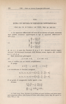 Sopra un sistema di equazioni differenziali