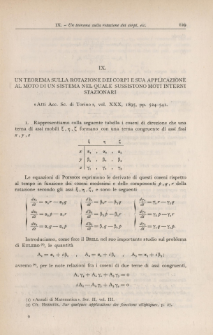 Un teorema sulla rotazione dei corpi e sua applicazione al moto di un sistema mel quale sussistono moti interni stazionari