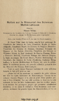 Notice sur le M&eacute;morial des Sciences Math&eacute;matiques