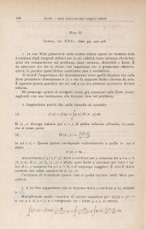 Sulla inversione degli integrali definiti. Nota II