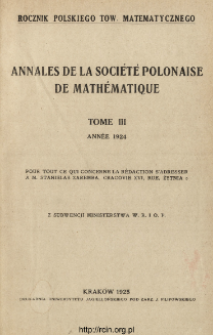 Annales de la Société Polonaise de Mathématique T. 3 (1924), Strona tytułowa i dodatki