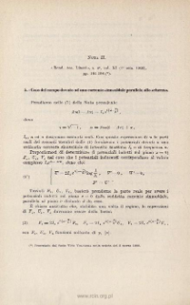Influenza di uno schermo conduttore sul campo elettromagnetico di una corrente alternata parallela allo schermo: NOTA II. Ibidem, pp. 191-198