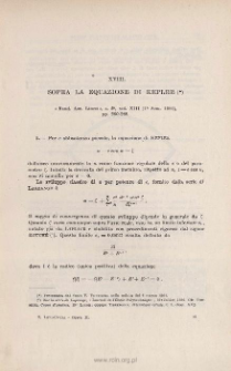 Sopra l;equazione di KEPLER. « Rend. Acc. Lincei », s. 5ª, vol. XIII ( 1˚ sem. 1904), pp. 260-268