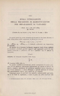 Sulla integrazione della equazione di HAMILTON-JACOBI per separazione di variabili. « Math. Ann. », Bd. LIX (1904), pp. 383-397