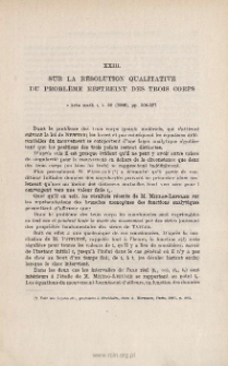 Sur la r&eacute;solution qualitative du probl&egrave;me restreint des trois corps. &laquo; Acta Math. &raquo;, t. 30 (1906), pp. 305-327