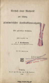 Versuch einer Methodik zur Lösung planimetrischer Konstruktionsaufgaben : mit zahlreichen Beispielen