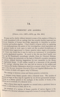 Chemistry and Algebra