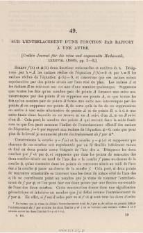 Sur l'entrelacement d'une fonction par rapport &aacute; une autre