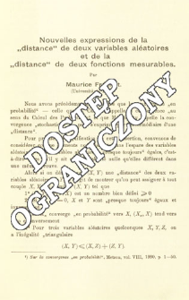 Nouvelles expressions de la "distance" de deux variables al&eacute;atoires et de la "distance" de deux fonctions mesurables