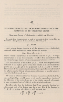 On subinvariants, that is, semi-invariants to binaary quantics of an unlimited order
