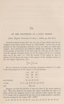 On the properties of a split matrix