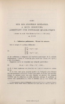 Sur les systèmes linéaires à deux inconnues, admettant une intégrales quadratique. « Annales da Acad. Polytechnica do Porto », t. VII (1912), pp. 193-206