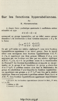 Sur les fonctions hyperab&eacute;liennes