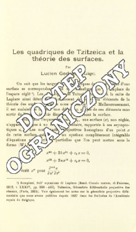 Les quadriques de Tzitzeica et la théorie des surfaces