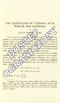 Les quadriques de Tzitzeica et la th&eacute;orie des surfaces