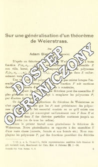 Sur une g&eacute;n&eacute;ralisation d'un th&eacute;or&egrave;me de Weierstrass