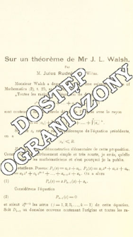 Sur un th&eacute;or&egrave;me de Mr J. L. Walsh