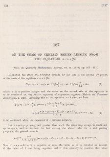 On the sums of certain series arising from the equation x=u+tfx