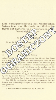 Eine Verallgemeinerung des Montel'schen Satzes &uuml;ber das Maximal- und Minimalintegral auf Systeme von gew&ouml;hnlichen Differentialgleichungen