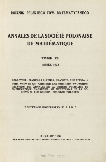 Annales de la Société Polonaise de Mathématique T.12 (1933), Table of contents and extras